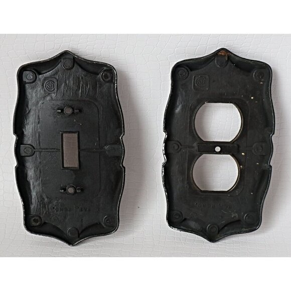 Vintage Electrical Socket Plate Switch Plate & Socket Cover Metal  Brass Tone Sw - Picture 4 of 4